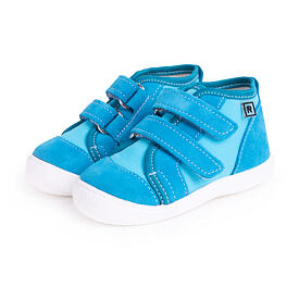 Kinder lederen sneakers met klittenband Kuku, blauw