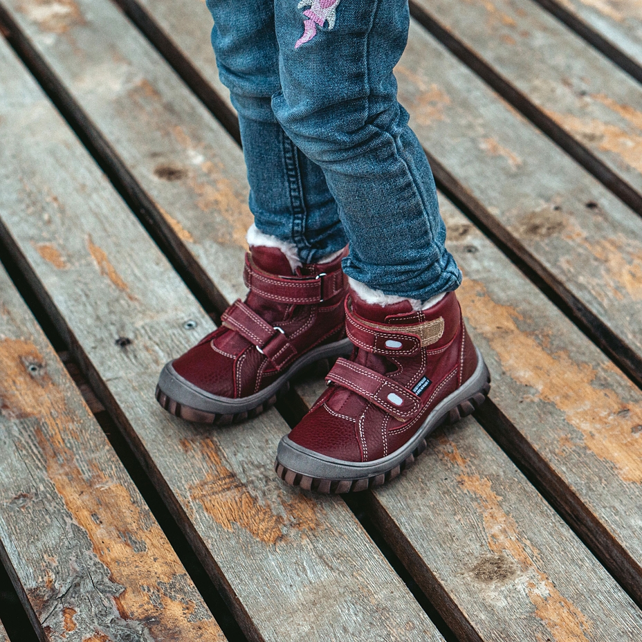 Kinderschoenen met schapenwol Bobo, rood